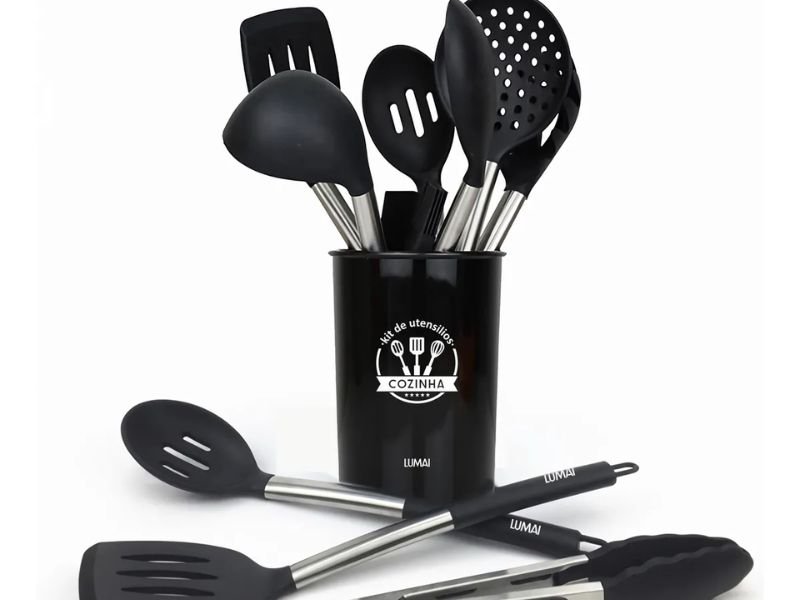 Utensílios de silicone em inox