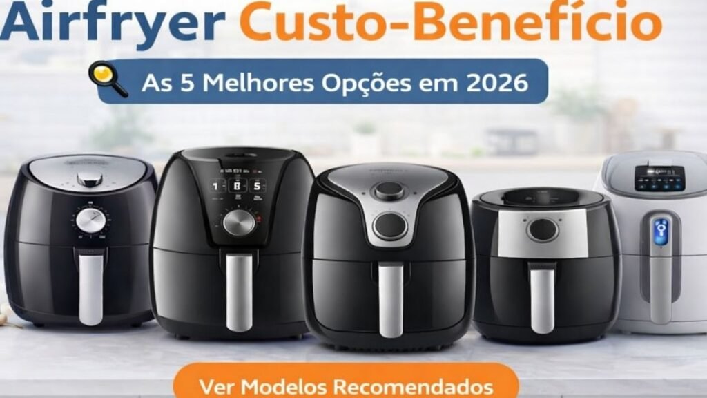 airfryer custo-benefício em cozinha moderna preparando alimentos