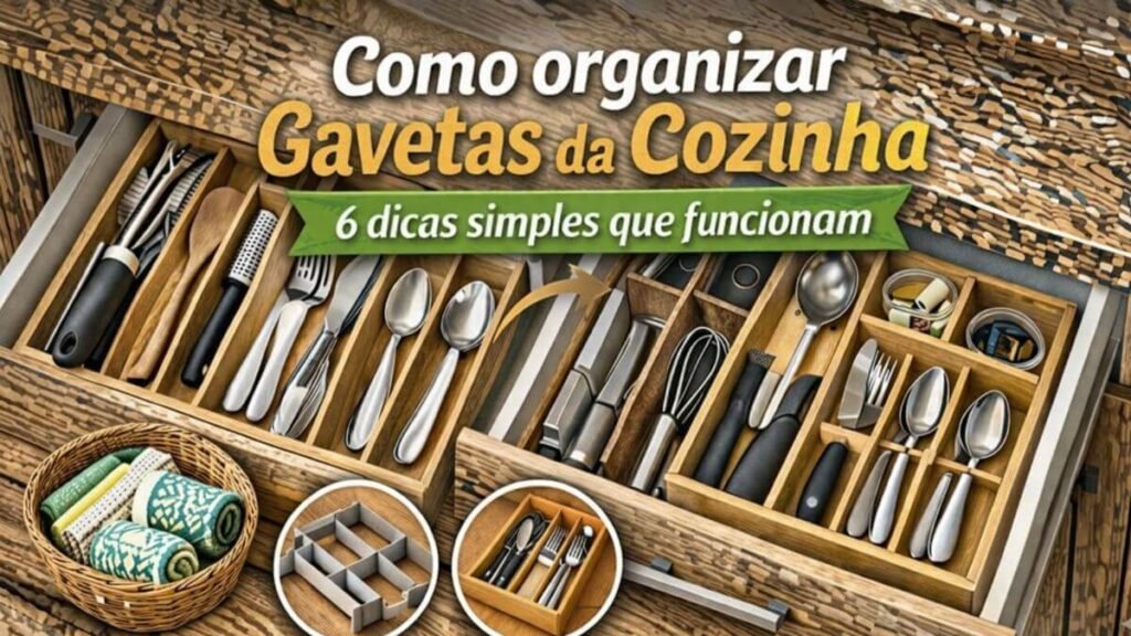 Como organizar gavetas da cozinha com divisórias e talheres organizados