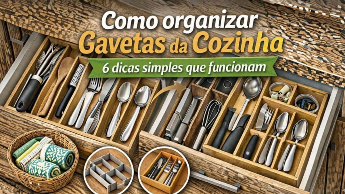 Como organizar gavetas da cozinha com divisórias e talheres organizados