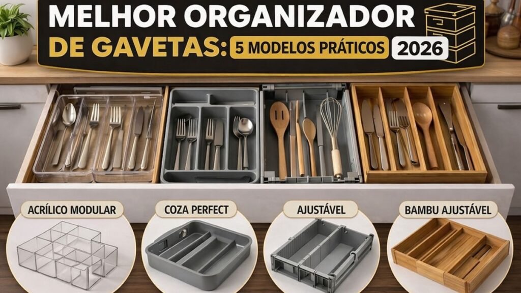 melhor organizador de gavetas para cozinha com divisórias e modelos práticos organizando utensílios