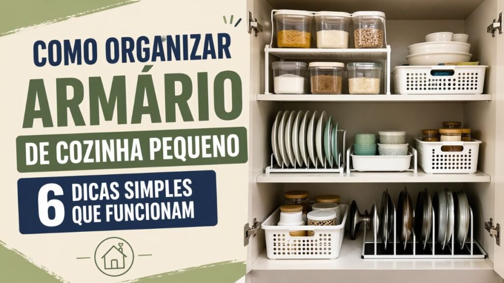 como organizar armário de cozinha pequeno com prateleiras e organizadores internos