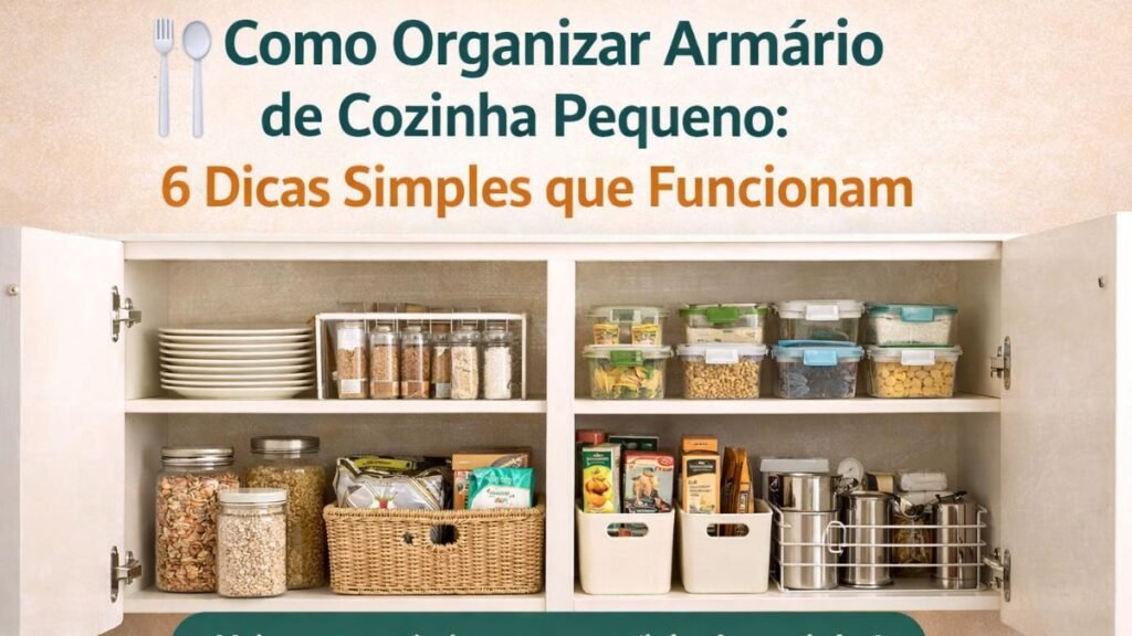 como organizar armário de cozinha pequeno com organizadores