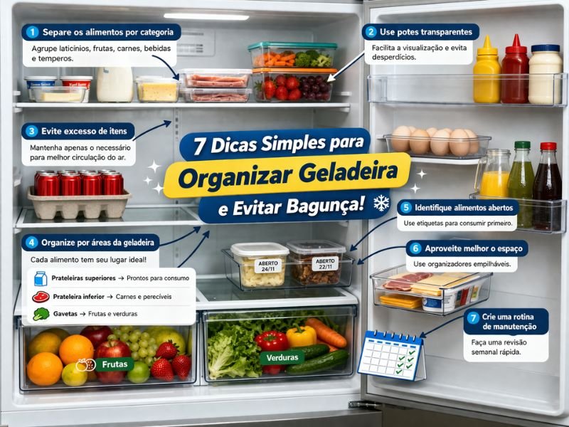 como organizar geladeira separando alimentos por categorias