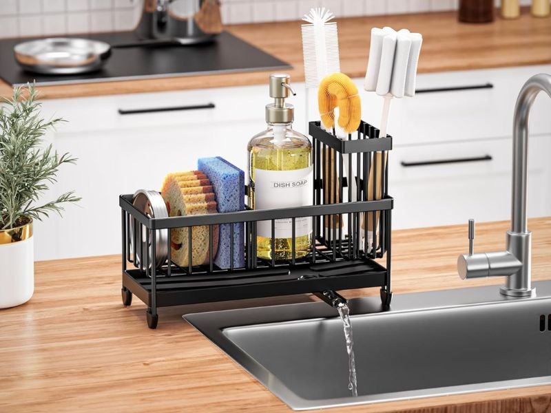 Organizador de pia de cozinha com divisórias para melhor organização de utensílios