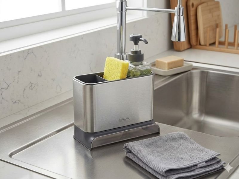 Organizador de pia de cozinha inox resistente e durável para uso diário