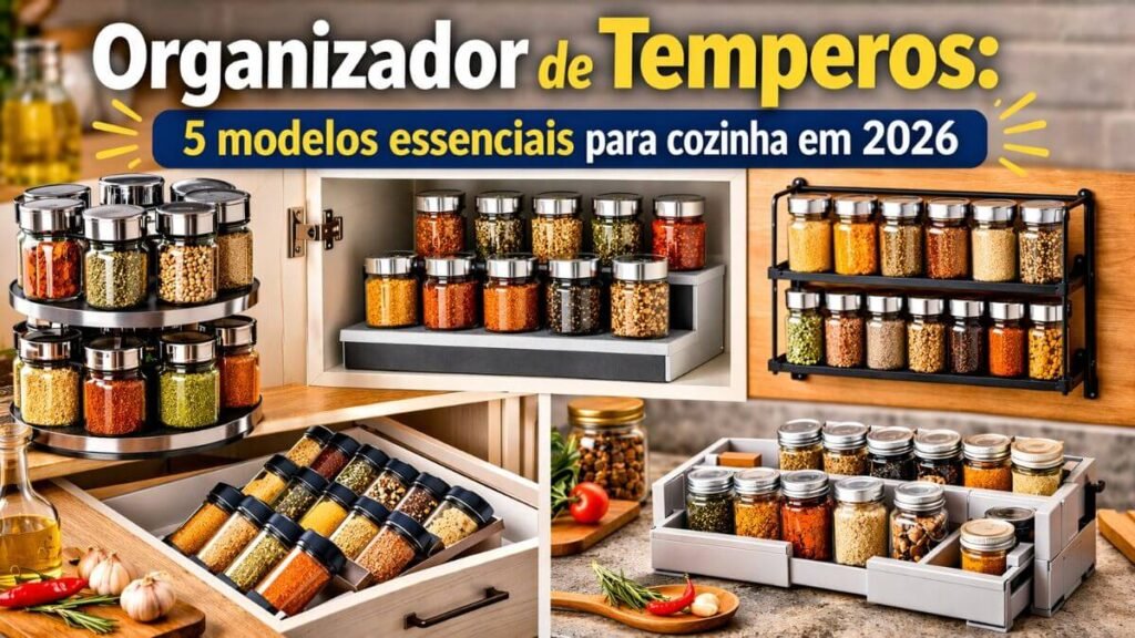 Diferentes modelos de organizador de temperos para deixar a cozinha mais organizada, prática e funcional no dia a dia