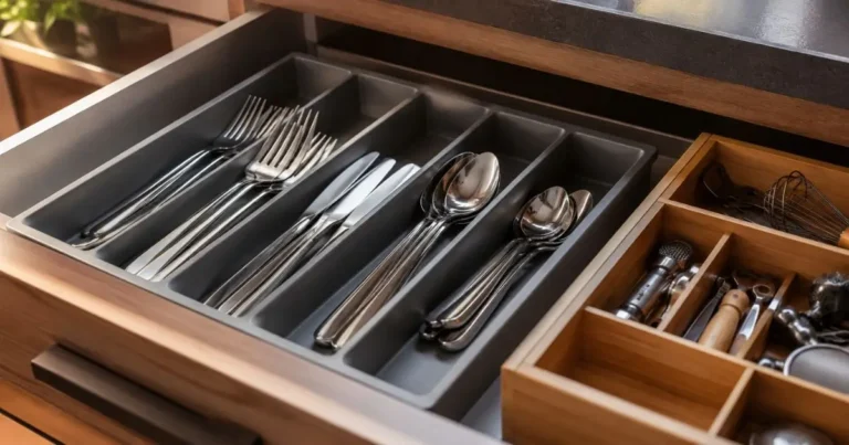 como organizar talheres em cozinha pequena com divisórias organizadoras