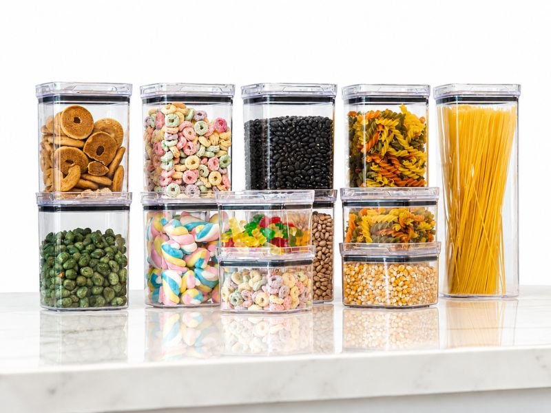 kit de potes herméticos organizando alimentos
