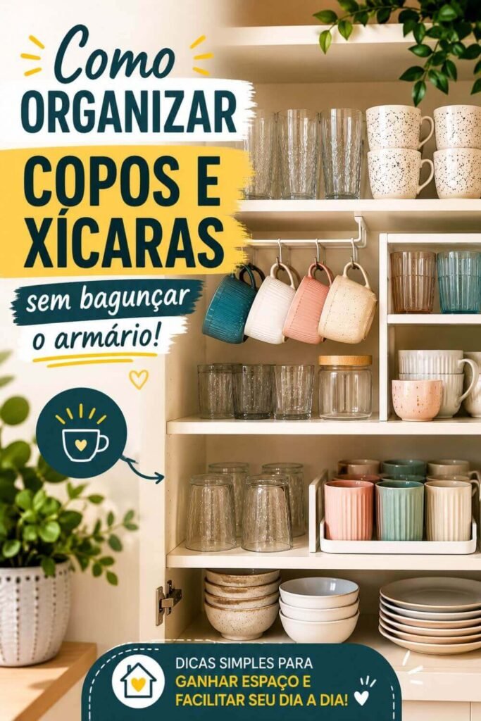 Dicas de como organizar copos e xícaras sem bagunçar o armário da cozinha