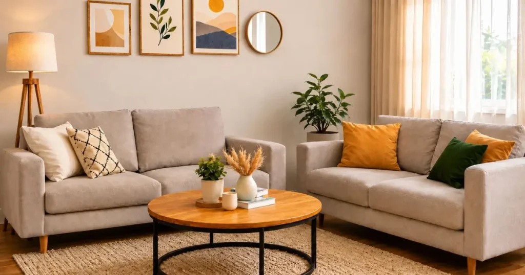 Decoração de sala com pouco dinheiro em ambiente moderno e aconchegante