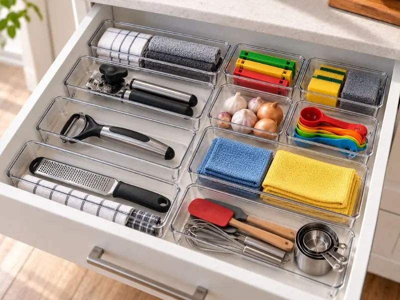 Kit 10 Rebirth de organizadores acrílicos modulares para gaveta da cozinha
