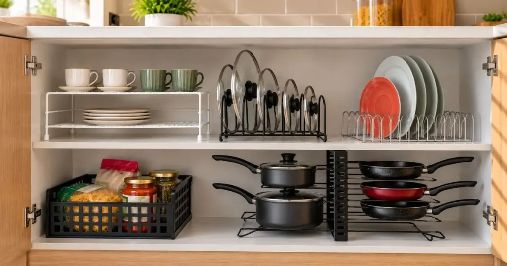 Organizador de armário para cozinha com soluções para aproveitar melhor o espaço